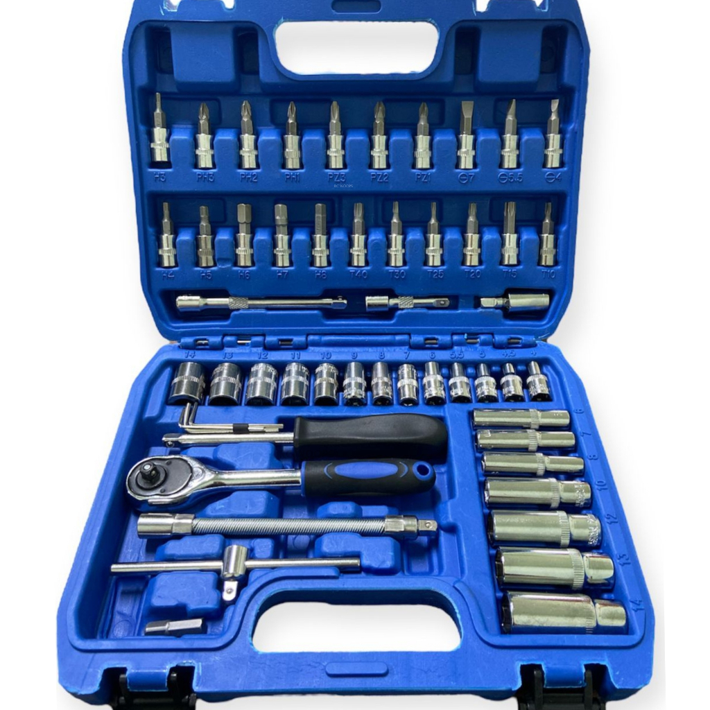 Jogo Completo De Soquete 53 Peças 1/4 Catraca Chave Allen Com Maleta