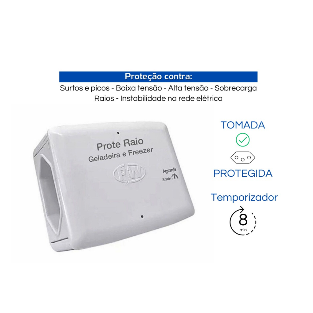 Kit 3 Protetor De Raio picos surto quedas de voltagem Para Geladeira E Freezer ORIGINAL