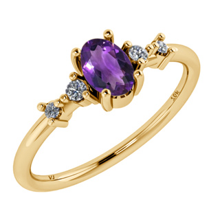 Anel London De Prata 925 Dourada Ouro 18k - Ametista em Oferta na Shopee