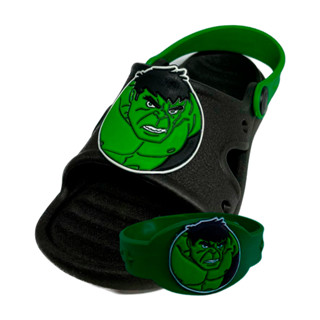 Sandália Infantil Juvenil Menino Herói Hulk Babuche Mais Pulseira