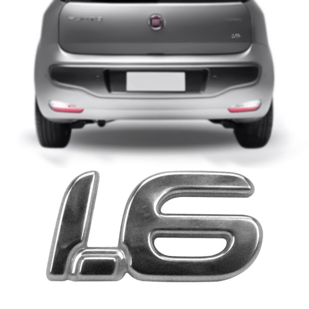 EMBLEMA 1.6 FIAT PUNTO 2011 até 2017  IDEA 2011 até 2016 CROMADO LETREIRO COM DUPLA FACE