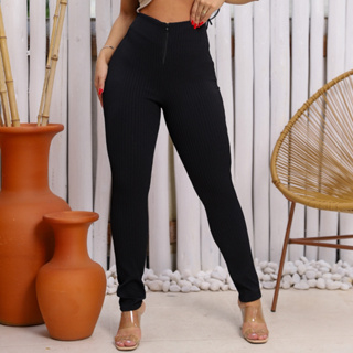 Calça Canelada 3 D Relevo Montaria Feminina Cintura Alta com Ziper em Oferta na Shopee