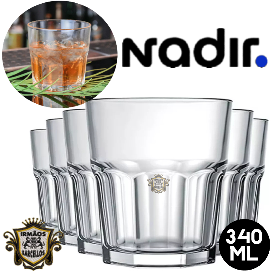 Conjunto De Copos De Vidro Modelo Rocks Bristol 320ML - Jogo De Copos On The Rocks Drink Utensílios De Cozinha Nadir