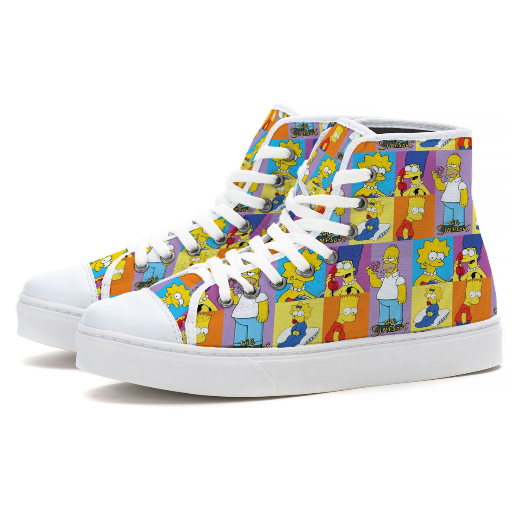 Tênis Cano Alto Personagens Os Simpsons Moda Desenho Animado