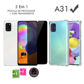 Película Anti Spy Privacidade Samsung A31 + Capinha Anti Shock de Proteção
