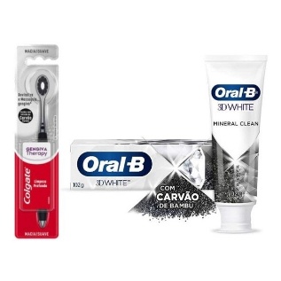 Kit com Escova de Dente Colgate Therapy e Creme dental Oral-B White Mineral Clean