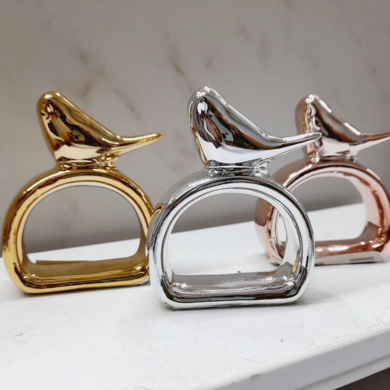 Porta guardanapo pássarinho de porcelana prata - HD66205 em Oferta na Shopee