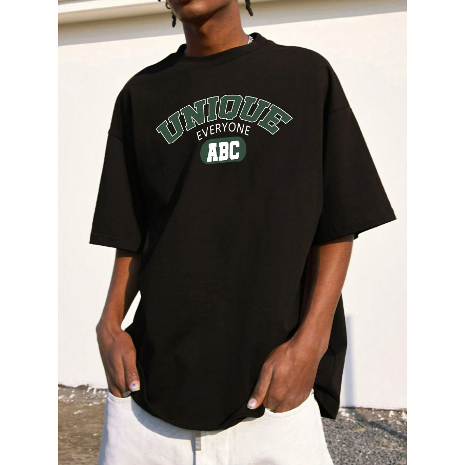Camiseta Unique Palavra Exclusivo Oversized Masculino Manga Curta Streetwear Básica