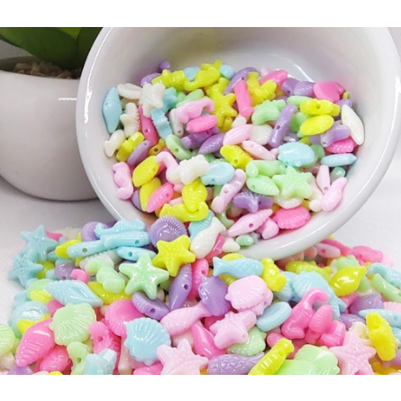 Miçanga Entremeio Fundo do Mar 50 ou 100 Unidades/ Infantil/ Peixe/ Estrela/ Ostra/ Concha/ missanga/ miçanguinhas em Oferta na Shopee