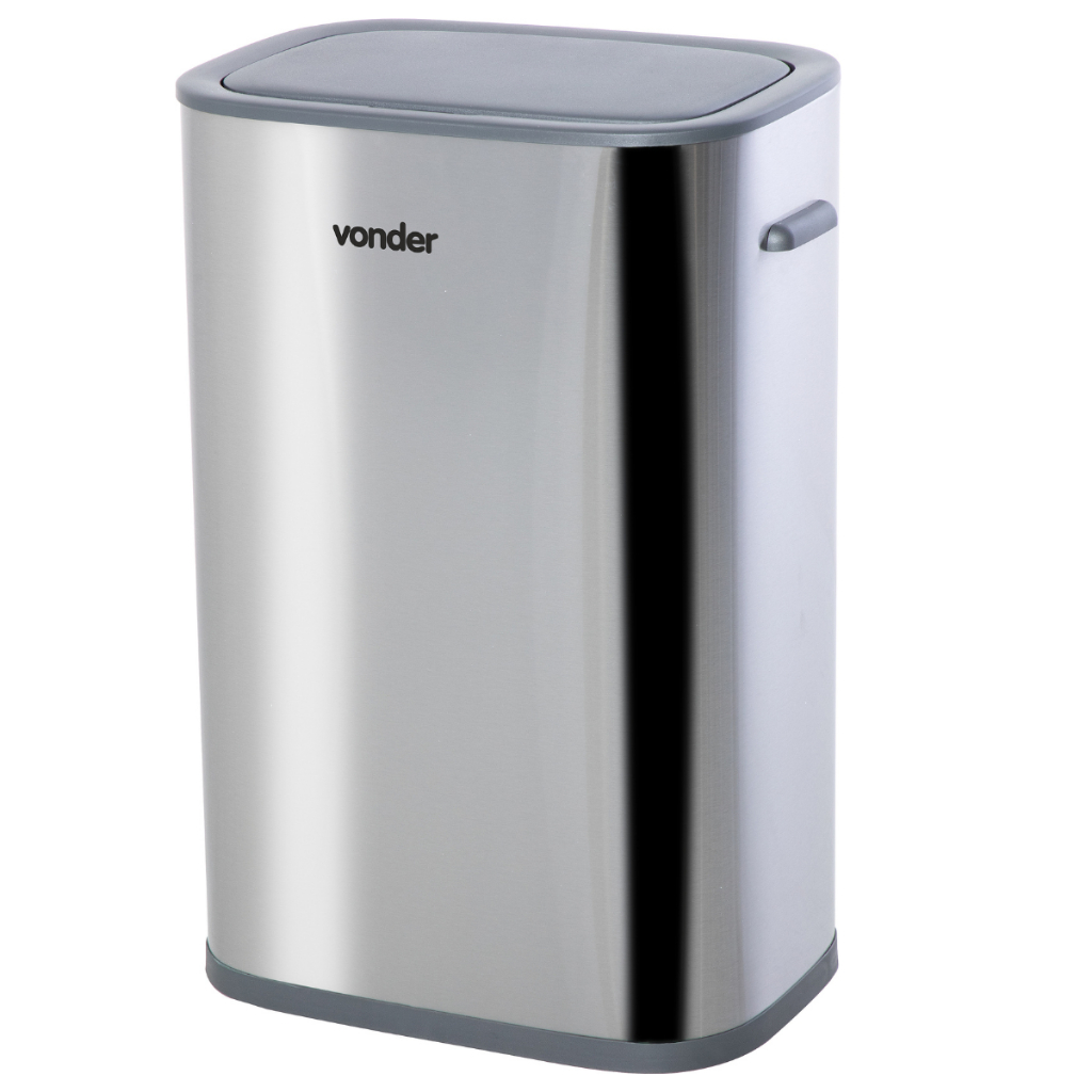 Lixeira Automática com Sensor de Abertura e Botão Abre Fecha Inox 55 Litros Grande Vonder Cozinha Escritório em Oferta na Shopee