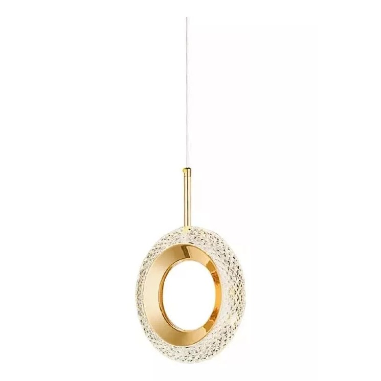 Pendente Lustre Cristal Led Oval Moderno Dourado Bivolt 8126