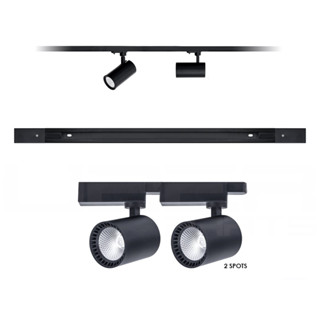KIT TRILHO ELETRIFICADO 50 CM + 2 SPOT LED 7W PRETO BF 6000K BIVOLT