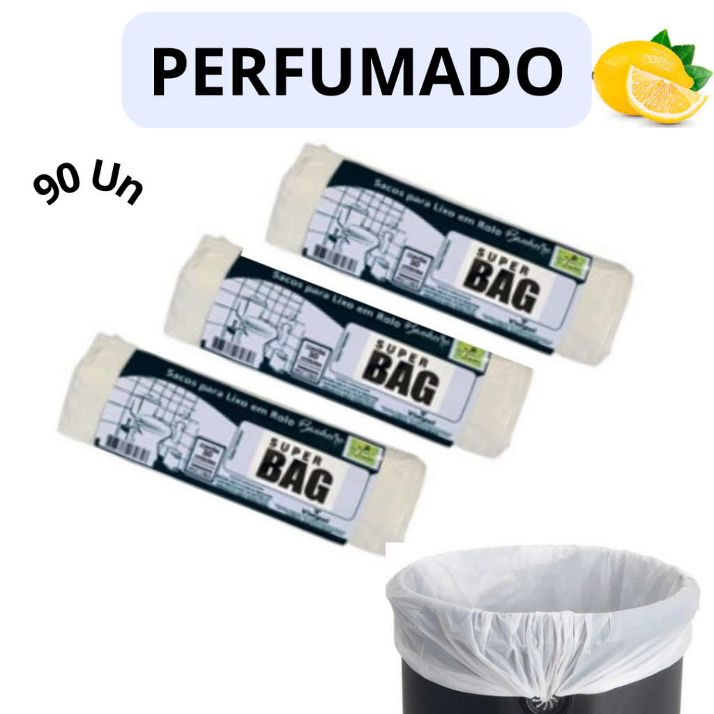 Kit 3 Saco Pra Lixo 90 Unidades Banheiro Perfumado Limão Barato Anti Odor em Oferta na Shopee