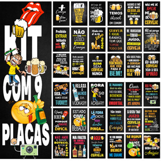 Kit 9 Placas Decorativas De Parede Cerveja