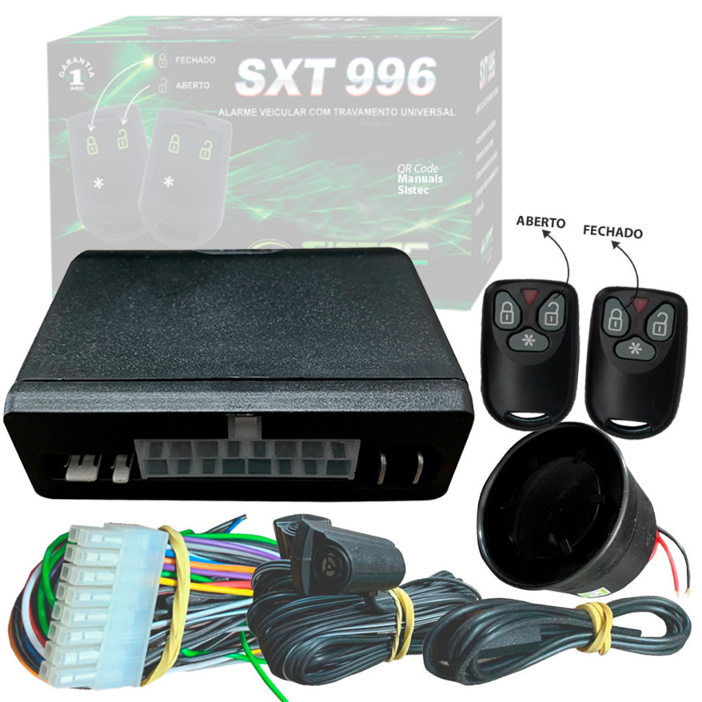 Kit de Alarme Veicular Automotivo Sistec SXT996 com Travamento Universal + 2 Controles em Oferta na Shopee
