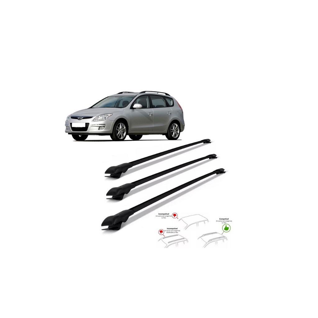 Bagageiro Hyundai I30 Cw 2010 A 2013 3 Barras Rack Slim Heavy Car