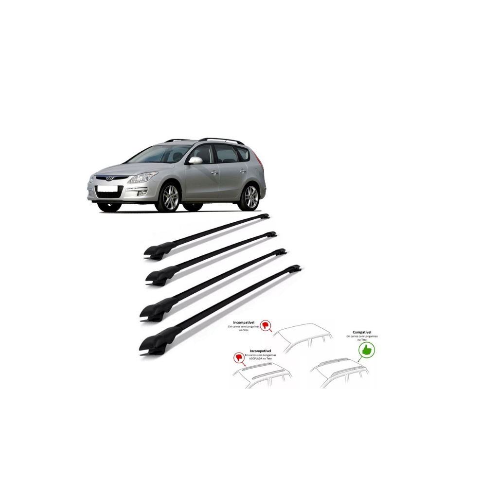Bagageiro Hyundai I30 Cw 2010 A 2013 4 Barras Rack Slim Heavy Car