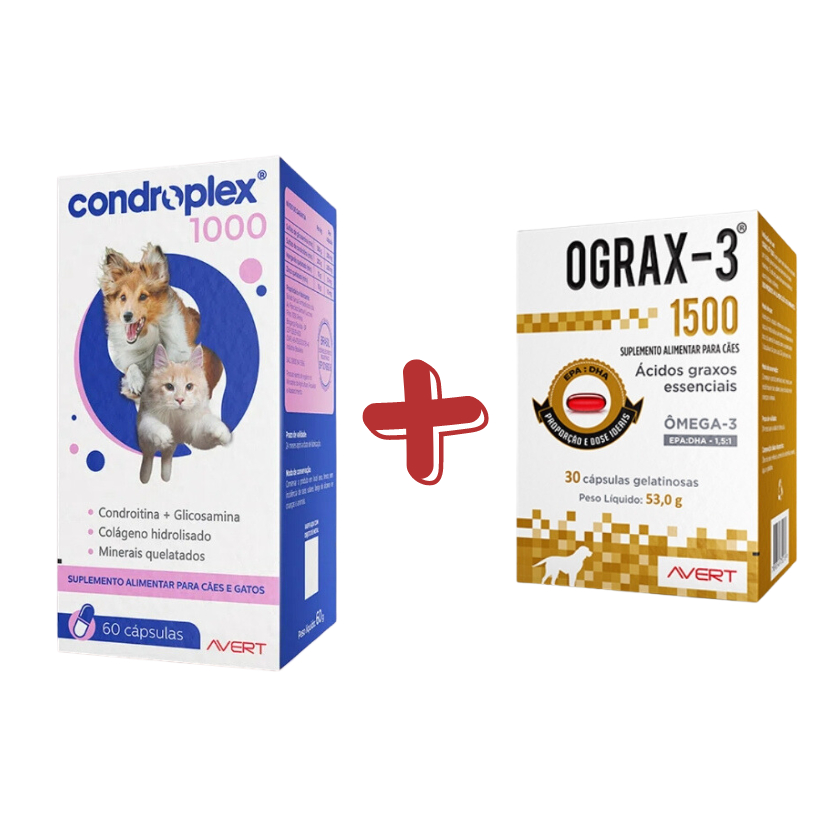 Kit Condroplex 1000mg 60 Cápsulas + Ograx-3 1000mg 30 Cápsulas Avert