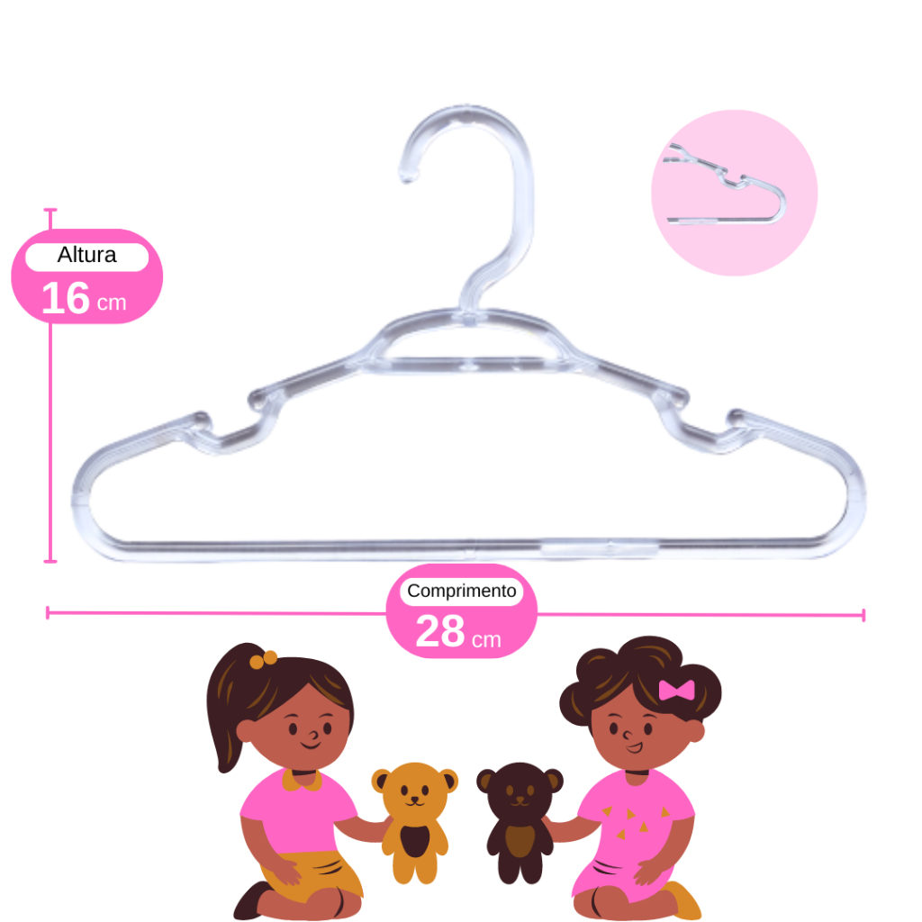 Kit 20 a 50 Cabide INFANTIL ACRÍLICO reforçado roupa de criança pronta entrega cabide menina menino — imagem 2 de 2