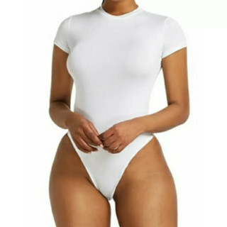 Body Feminino Segunda Pele Collant Para Dança Branco com Manga Curta