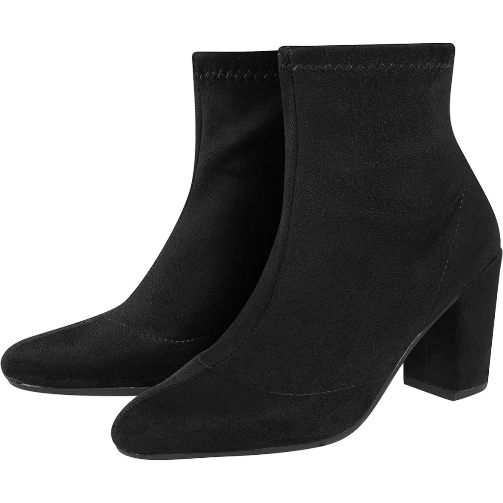 Bota Feminina Cano Baixo Salto Bloco Alto Cano Curto Estrech