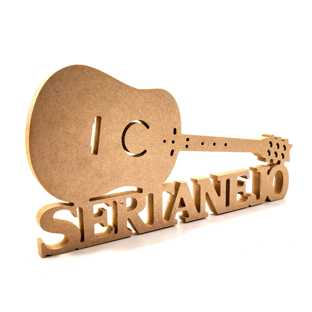 Escultura em MDF de Viola Sertaneja – Parede ou Mesa, Estilo Country e Decoração Rústica
