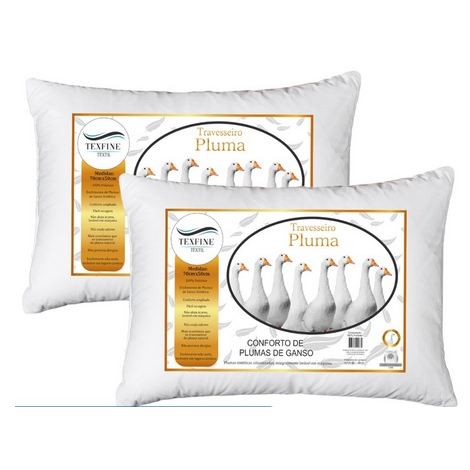 kit 2 Travesseiros De Pluma de Ganço Antialérgico 100% pluma