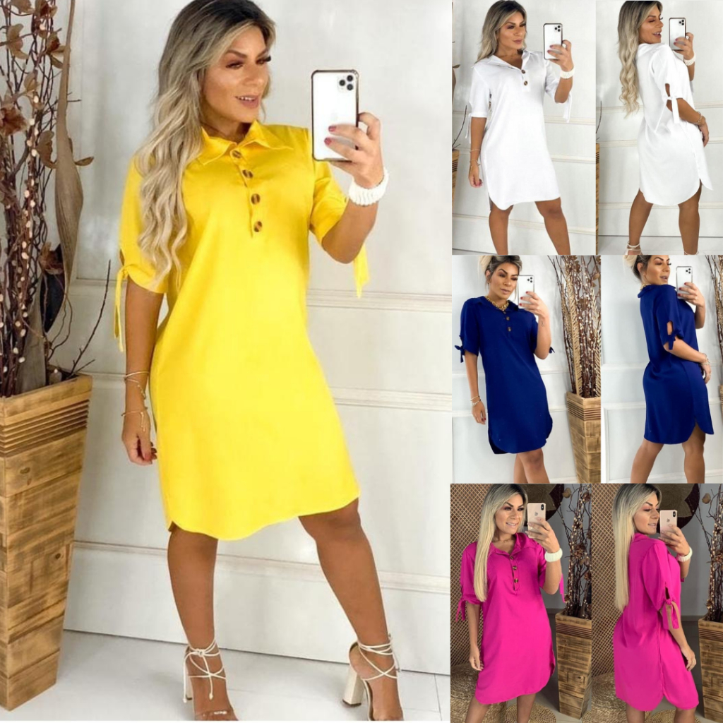Vestido Camisão Chemise Luxo de Viscolinho Moda Blogueira Pronta Entrega