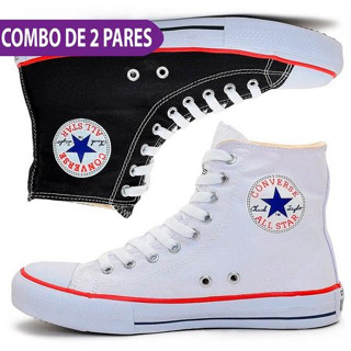 Kit 2 Pares Tenis All Feminino Cano Alto Palmilha em Gel Botinha Masculino Promoção Oferta