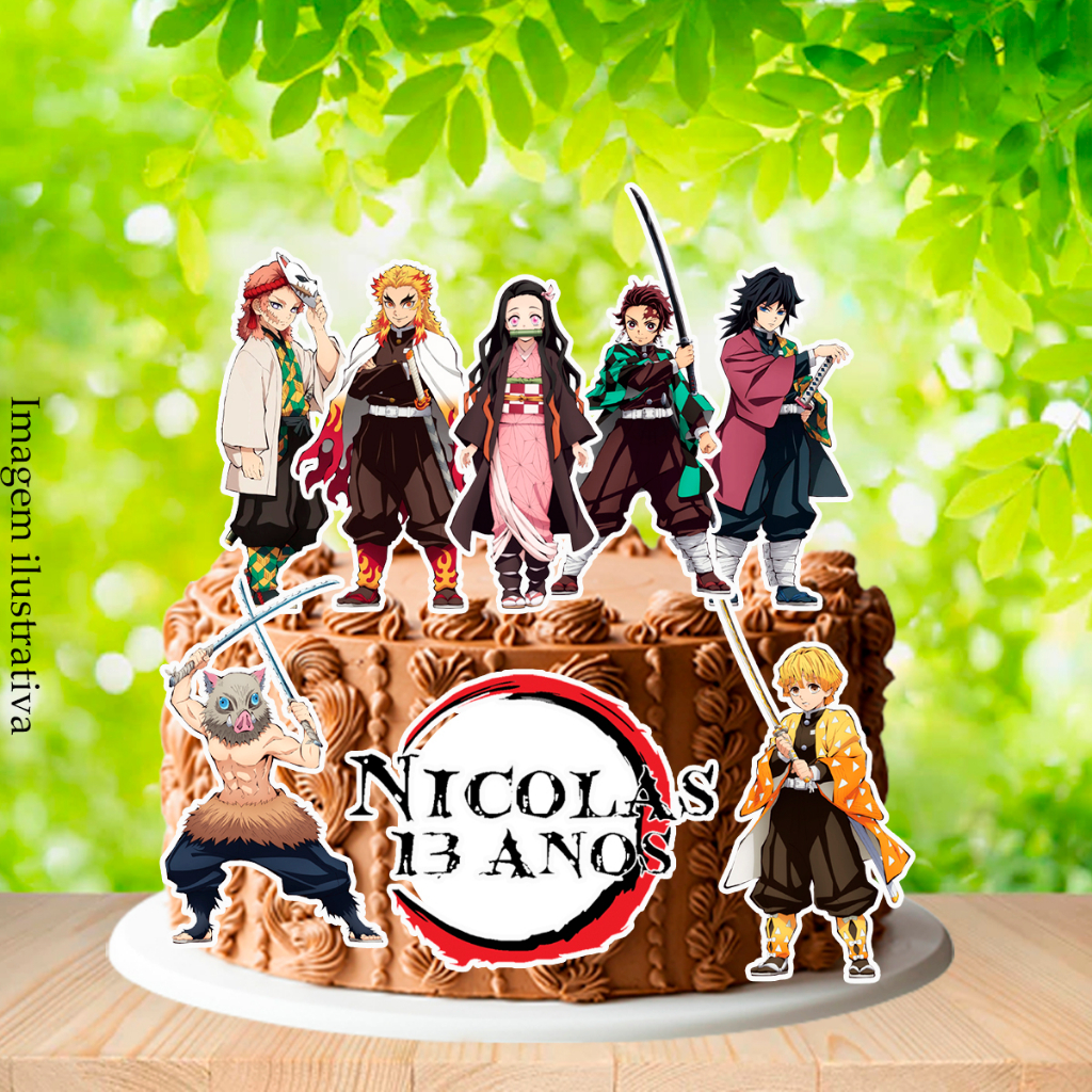 Topo de Bolo Demon Slayer Topper Cake - Todos os temas