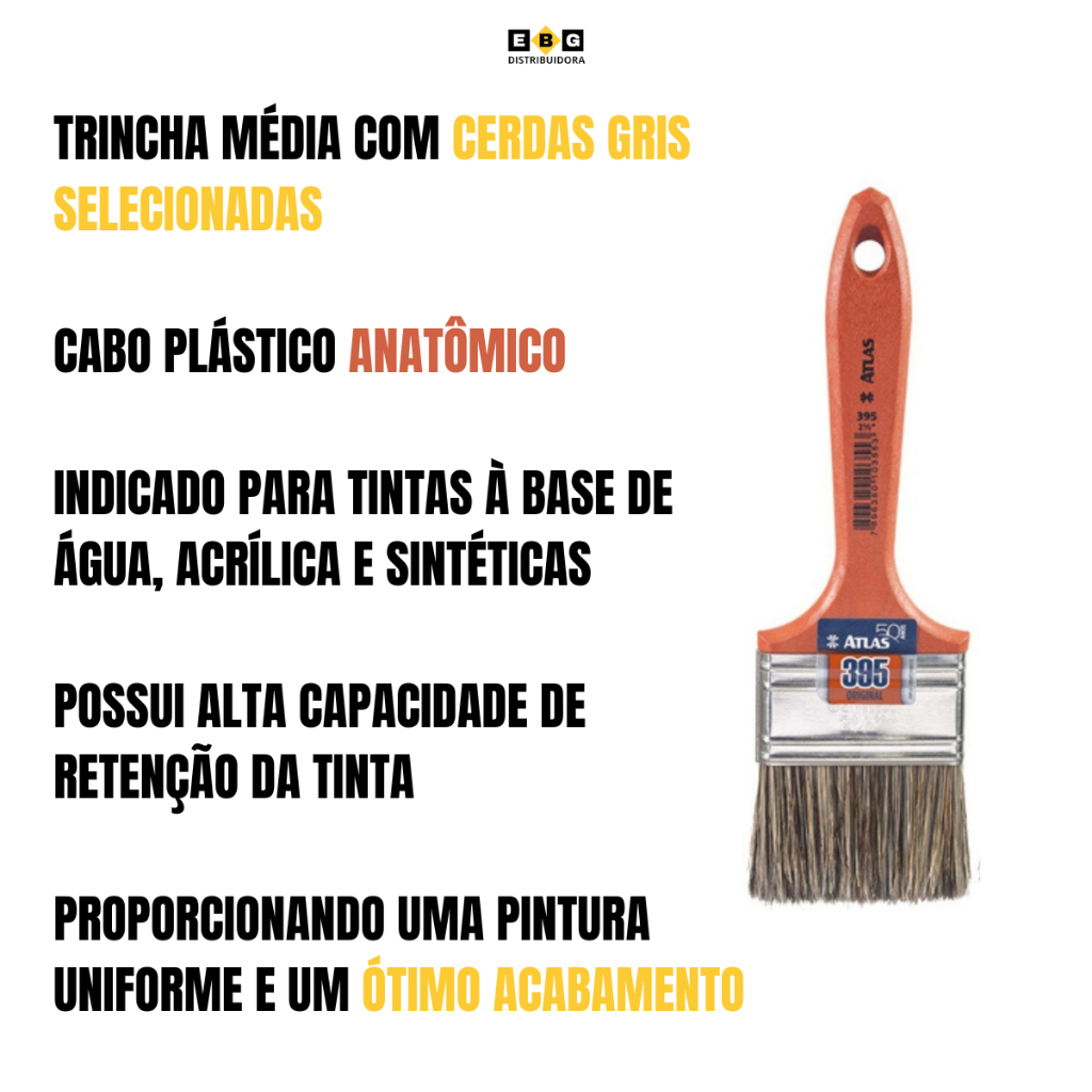 Kit 4 Trincha Pincel Atlas Para Pintura 1/2" 3/4" 1" 2" Polegadas