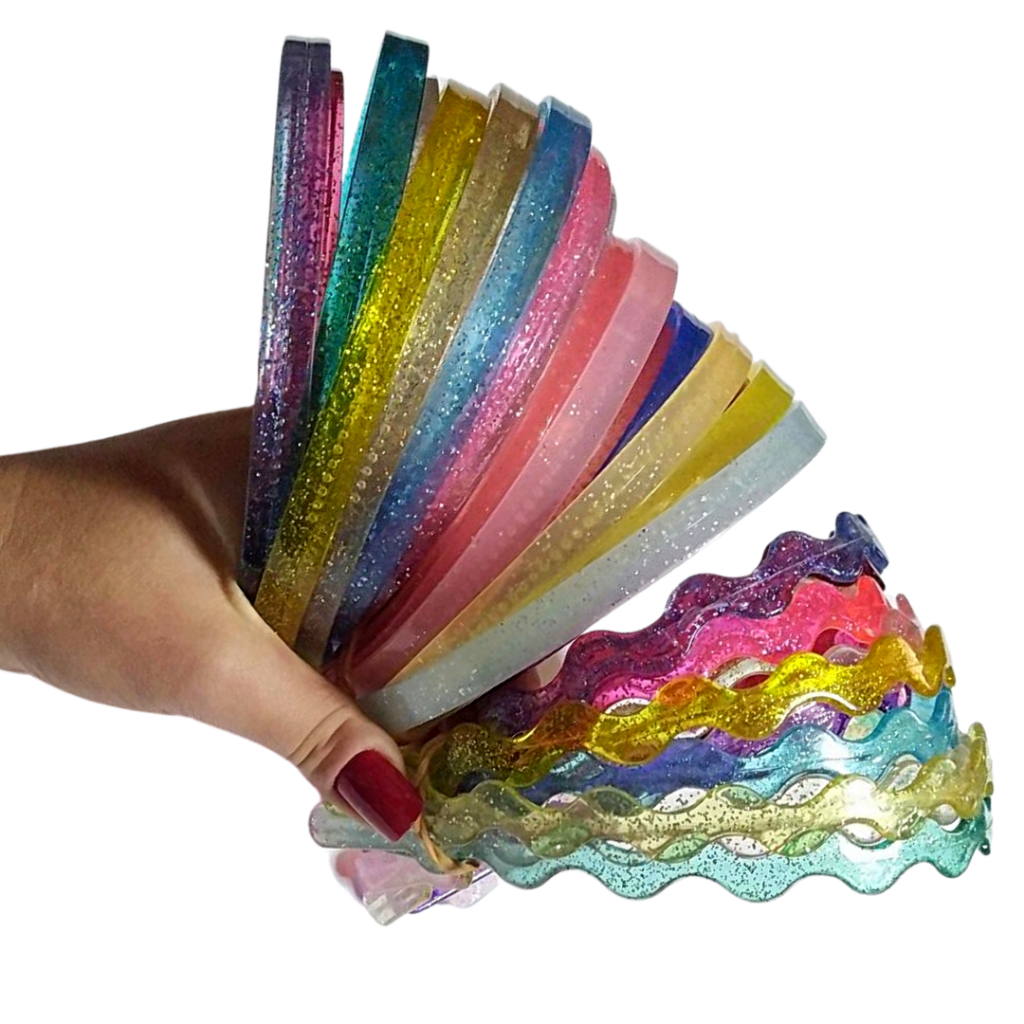 36 Tiara Silicone Inquebrável - Dentinho - Glitter - Colorida - 10mm em Oferta na Shopee