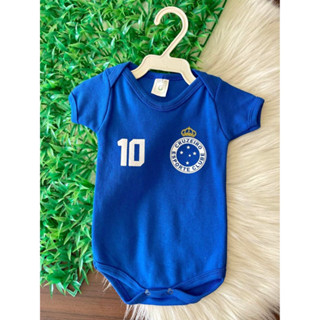 Body Temático menino Fantasia Bory bebê roupa infantil Personalizada Mesversario Futebol Cruzeiro 100% Algodão
