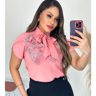 Blusa Feminina De Laço com Guipir em Promoção