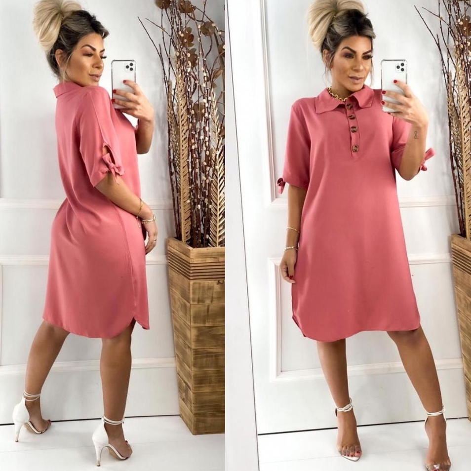 Vestido Chemise Luxo Alta Qualidade Camisão Em Viscolinho  Pronta Entrega