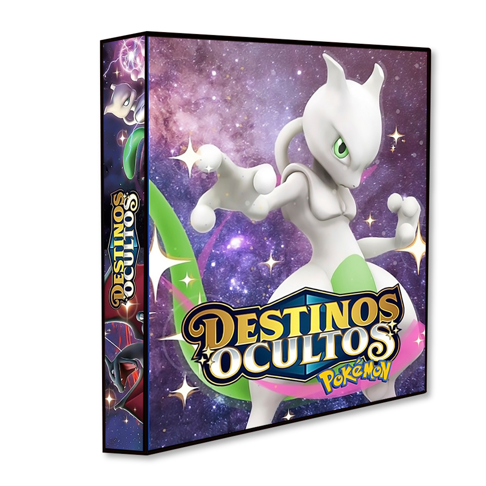 Álbum Pasta Fichário Pokemon Sol e Lua Destinos Ocultos MewTwo Capa Dura Reforçado para Colecionar