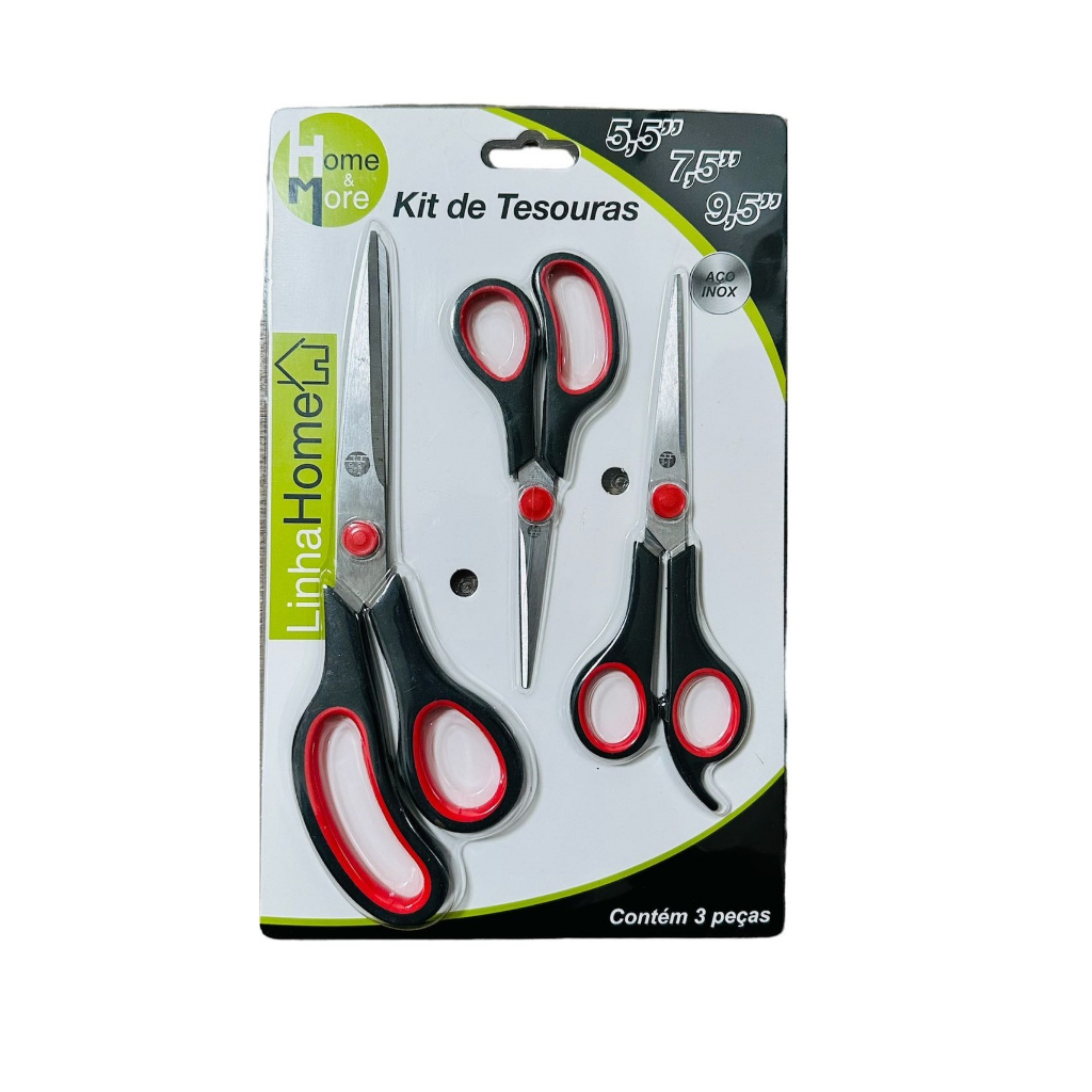 Kit 3 Tesoura De Inox Multiuso Costura Artesanato Escritório em Oferta na Shopee