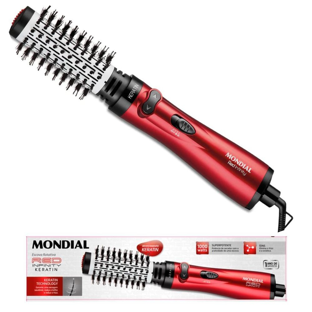 Escova Rotativa 3 Em 1 Mondial Tourmaline Ions Anti Frizz