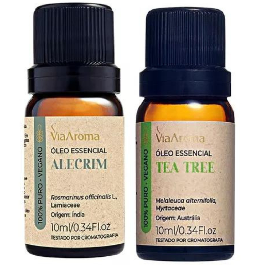 Óleo Essencial De Alecrim + Tea Tree (melaleuca) Via Aroma em Oferta na Shopee
