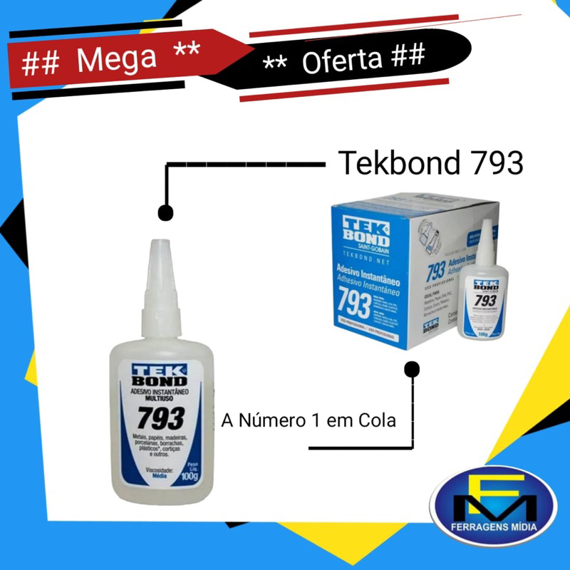 Cola Tek Bond 793 100Gr Adesivo instantânea Coma Rápido Seca Rápido Cola Milagrosa