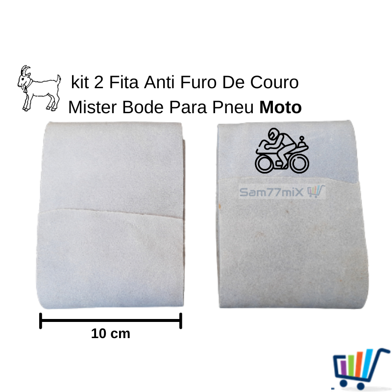 kit 2 Fita Anti Furo De Couro Mister Bode Para Moto Motocicleta Bike Elétrica