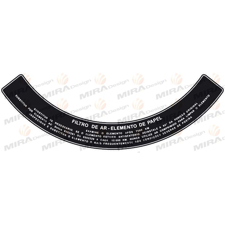 Adesivo TROCA FILTRO AR GM CHEVETTE OPALA (Letras Brancas Gd)