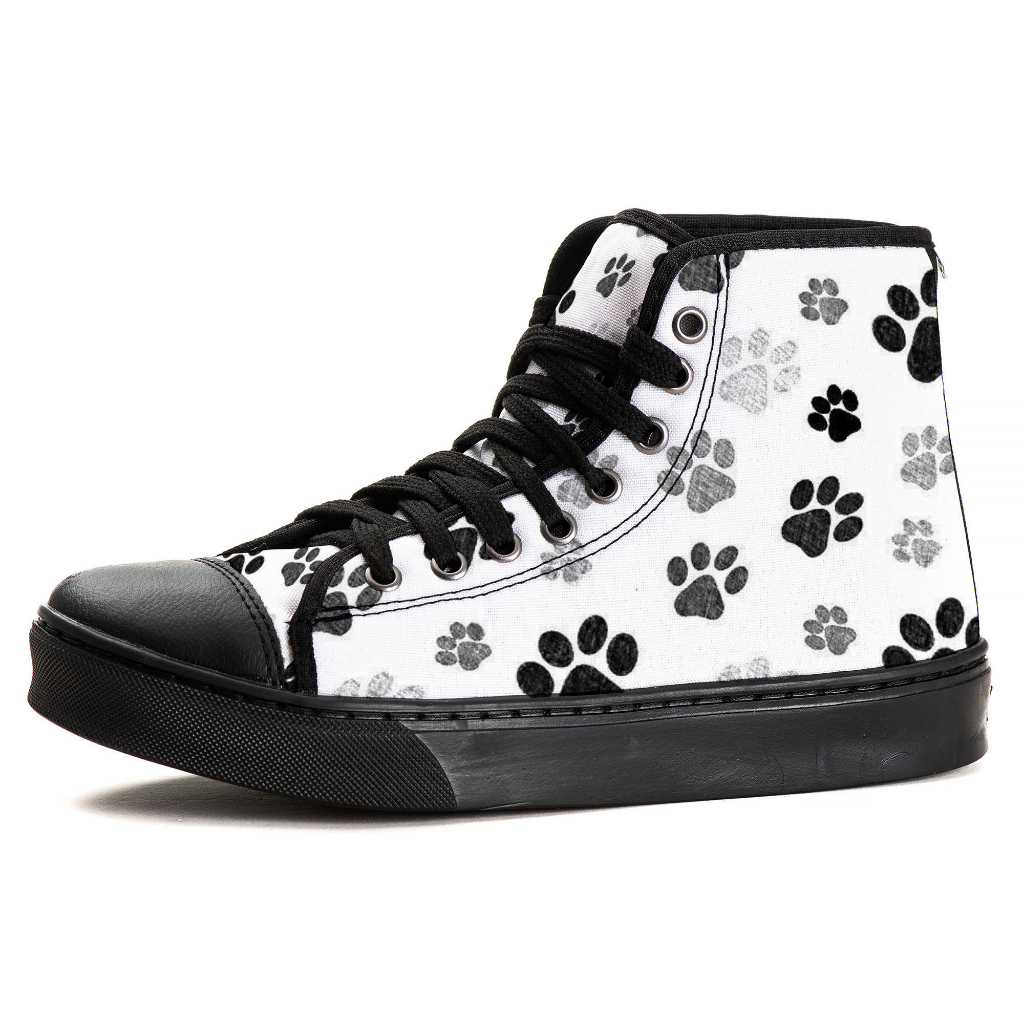 Tênis Cano Alto Fofo Moda Urbana Patinha De Cachorro