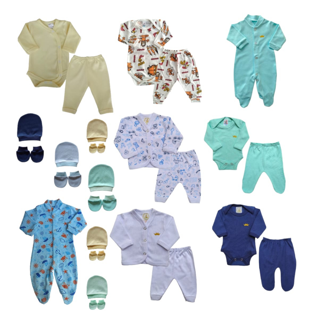 Kit 26 Peças - Bebê PREMATURO Body Calça Casaco Macacão Touca Luvas Boneca Reborn