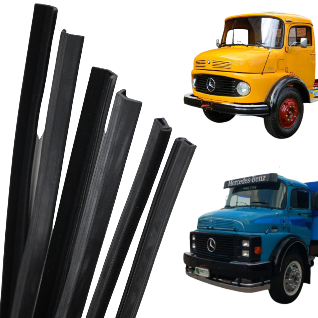 Jogo de Canaletas com Pestana Flocada Estreita Caminhão MB - Universal Automotive| Piqueri Autopeças
