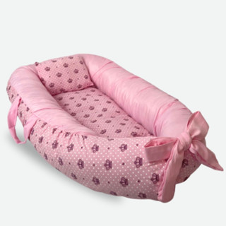 Ninho Redutor de Berço com Travesseiro Anatômico Para Bebê Enxoval Quarto Menina Personagem Princesa Coroa Rosa
