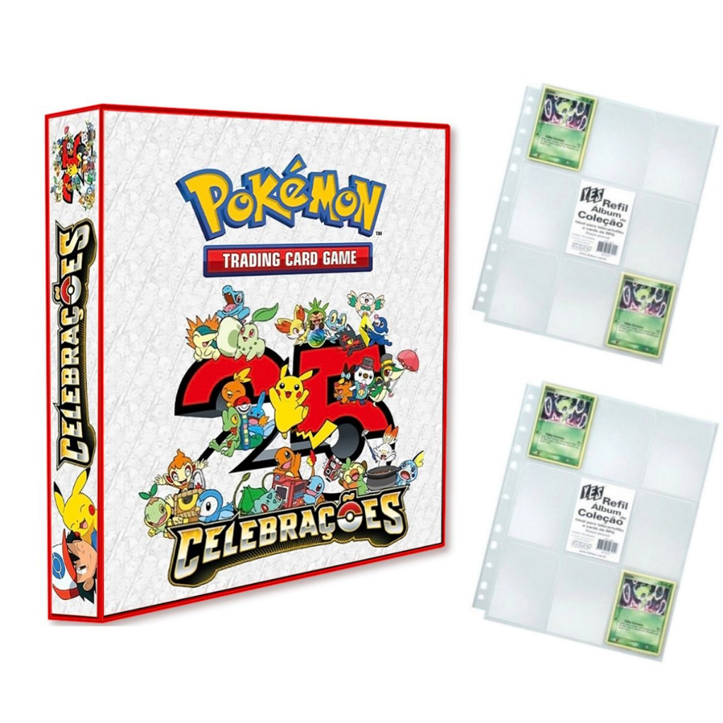 Álbum Pasta Fichário Pokemon com 20 Folhas YES 9 Bolsos Espadas e Escudos Celebração 25 anos Coleção