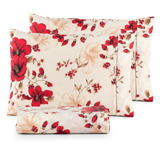 Jogo de Lençol com Elástico KING Estampado e com Fronha Ponto Palito - 3 Peças 100% Algodão (Roupa de Cama Fabricação Própria)