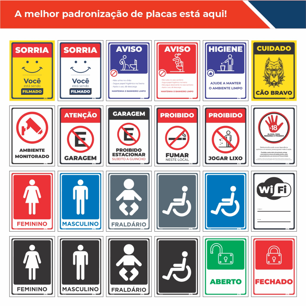 Placa De Sinalização Pvc 15x20 Cm Diversas Opções