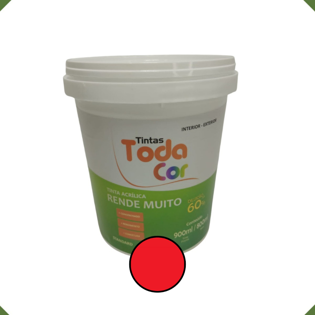 Tinta Alto Rendimento Acrílica Interno/externo TodaCor 900ml Cor Vermelho Cardinal